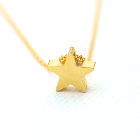 3D Star Necklace - 18k Gold Pendant Charm Necklace