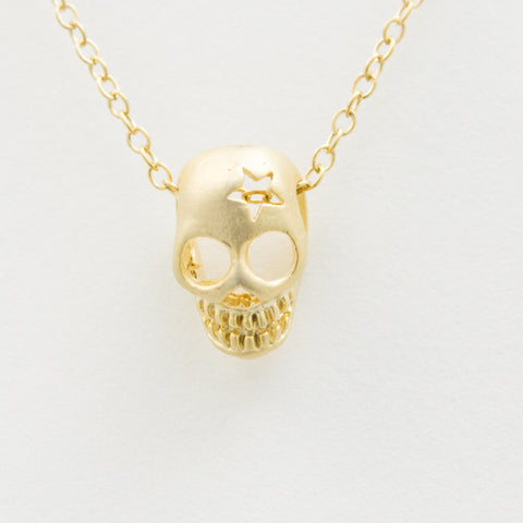 3D Ziggy Stardust Necklace - 18k Gold Skull Charm Necklace