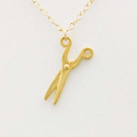 3D Scissors Necklace - 18k Gold Scissors Charm Necklace